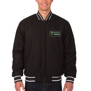 Mens 4X NASCAR JH Design Black Monster Energy NASCAR Cup 7182 Wool Varsity